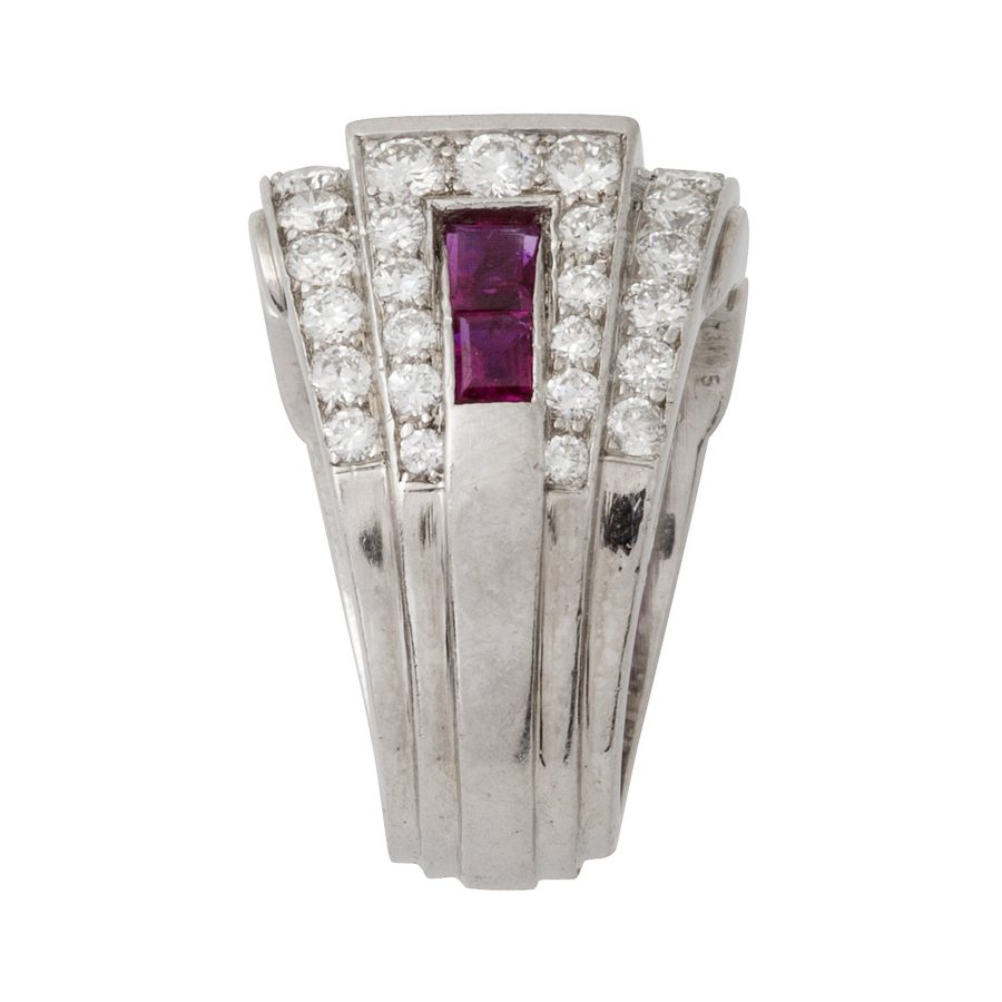 art deco diamond and ruby ring by caldwell & co