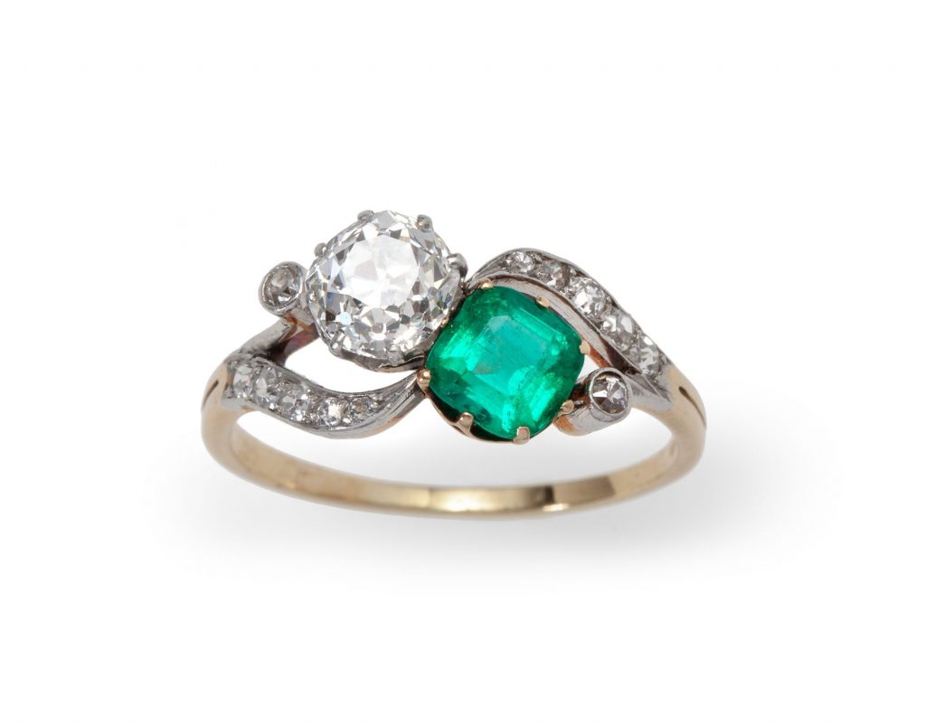 ring belle epoque smaragd diamant ca 1910