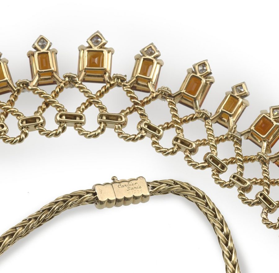 Cartier collier geelgoud met citrien en diamant