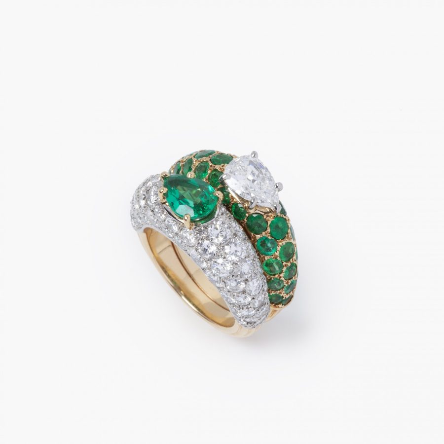 Cartier toi et moi ring smaragd en diamant 1950 Parijs