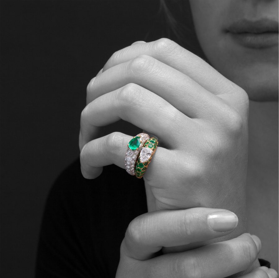 Cartier toi et moi ring smaragd en diamant 1950 Parijs