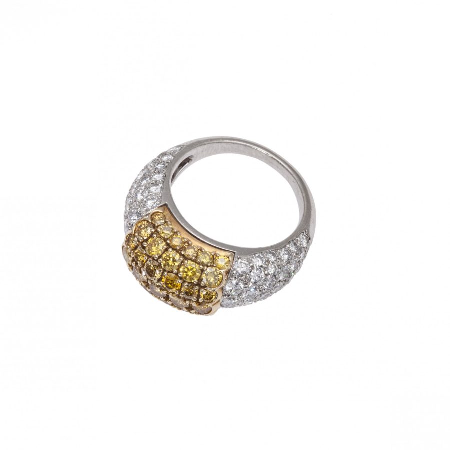 Van Cleef & Arpels ring platina geelgoud witte en gele diamanten circa 1950