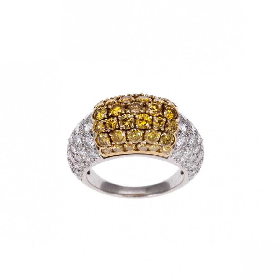 Van Cleef & Arpels ring platina geelgoud witte en gele diamanten circa 1950