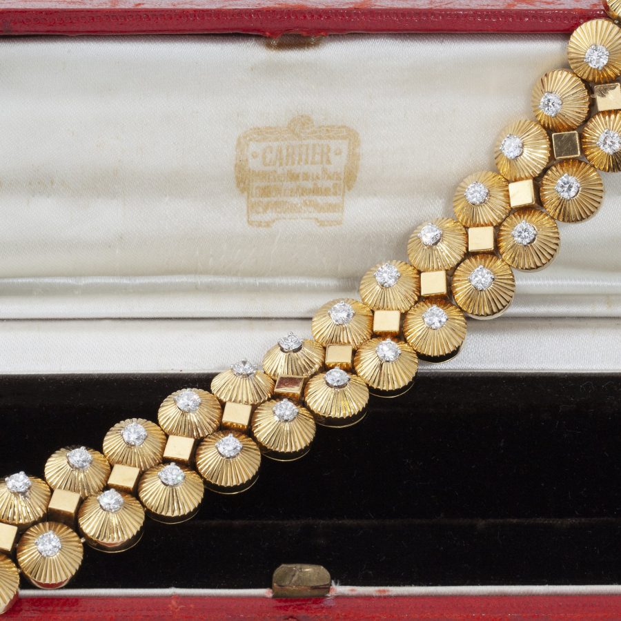 Cartier geelgoud en diamant armband, Parijs, circa 1950