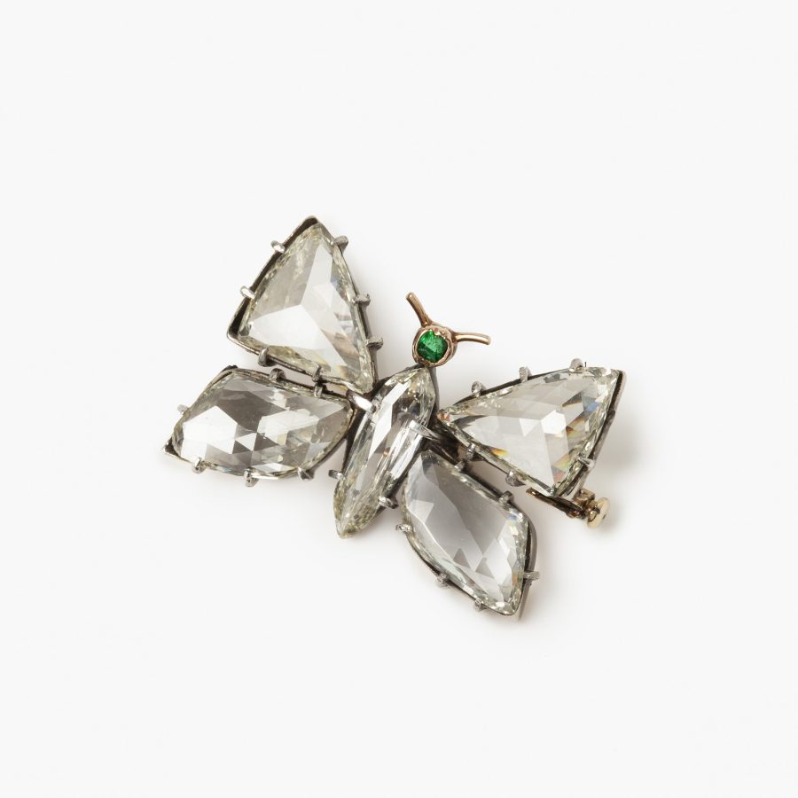 Antieke vlinder broche met diamant vleugels en lijf circa 1900