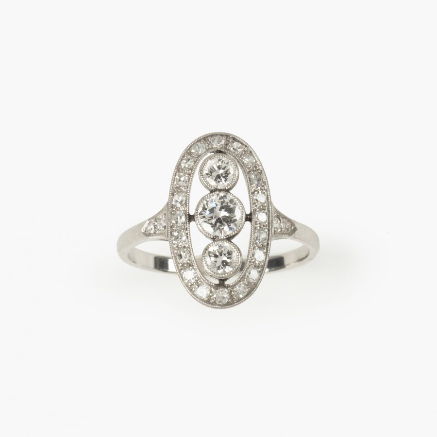 Platina Art Deco ring diamant Vos & Co, Den Haag, circa 1930