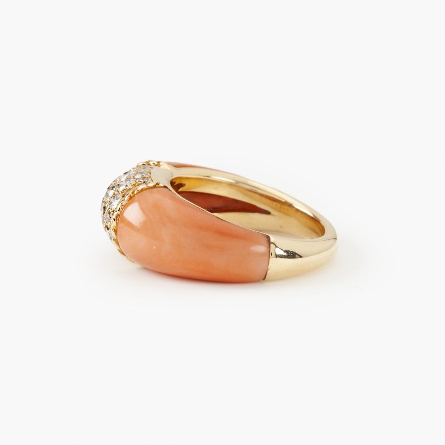 Geelgouden ring Philippine koraal diamant Van Cleef & Arpels, Parijs, 1960s