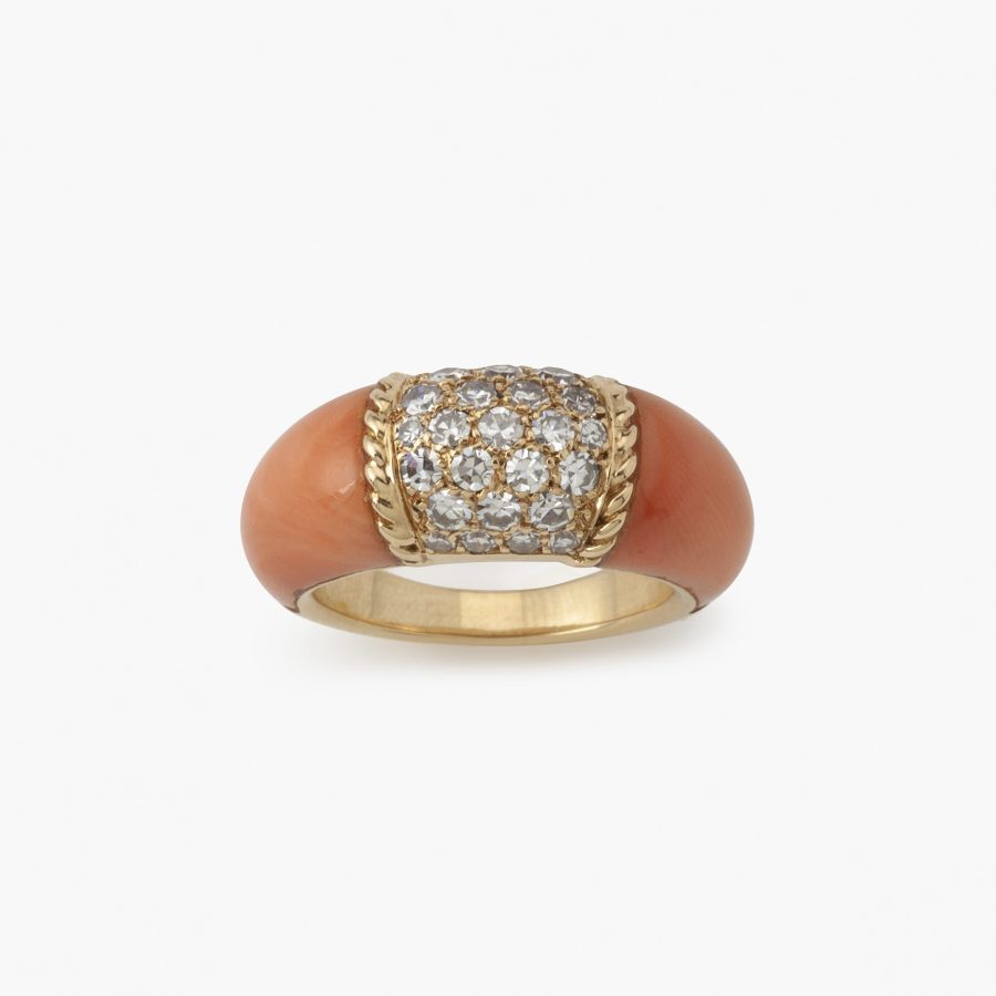 Geelgouden ring Philippine koraal diamant Van Cleef & Arpels, Parijs, 1960s