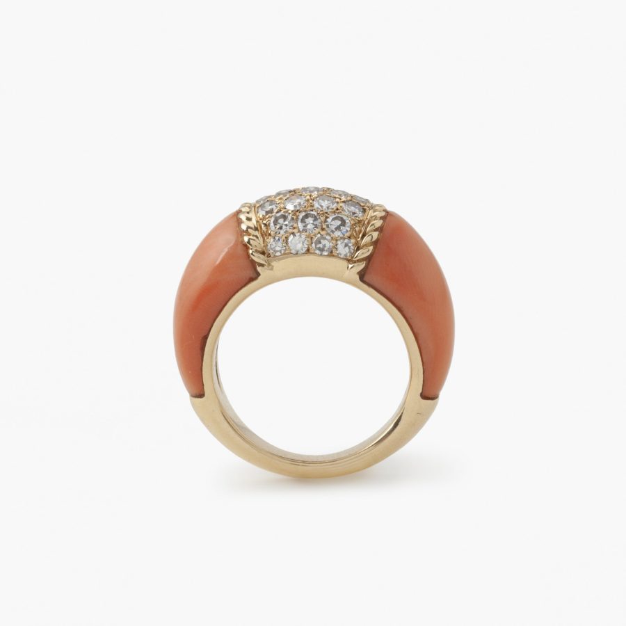 Geelgouden ring Philippine koraal diamant Van Cleef & Arpels, Parijs, 1960s