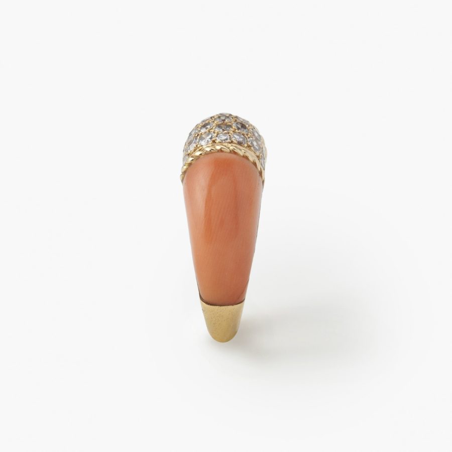 Geelgouden ring Philippine koraal diamant Van Cleef & Arpels, Parijs, 1960s