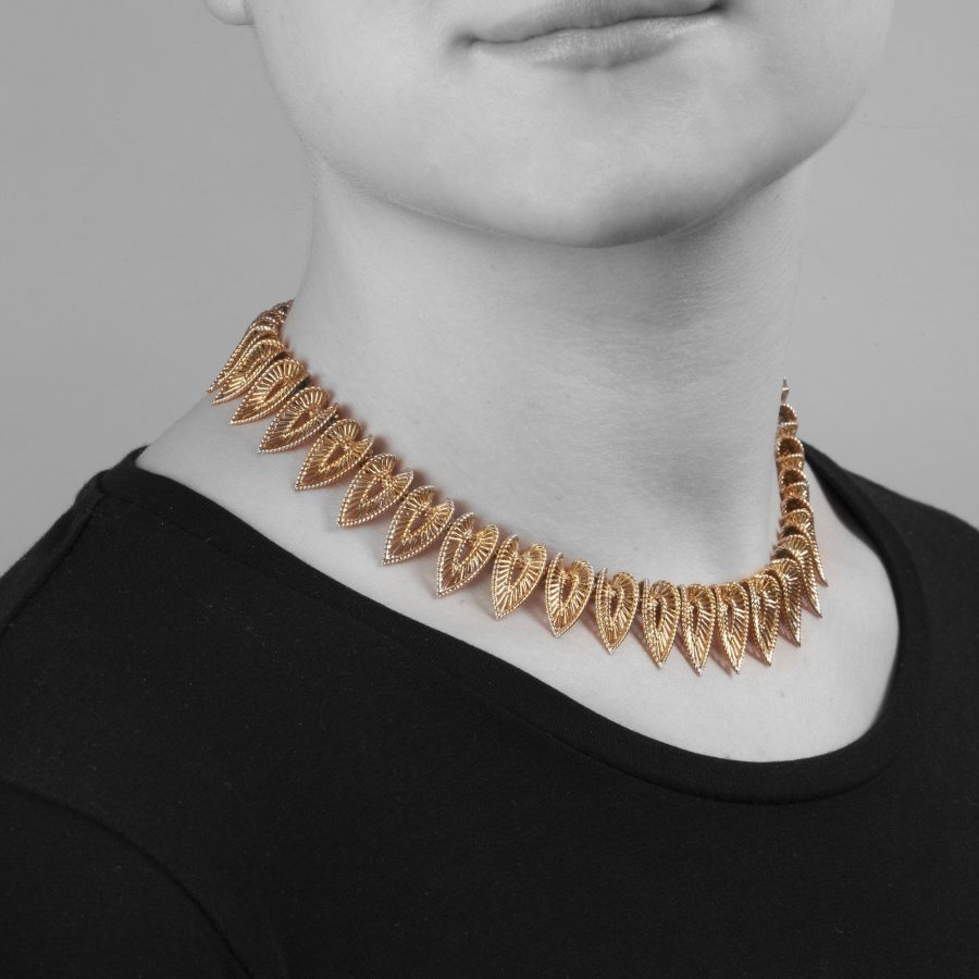 Cartier collier blaadjes geelgoud Parijs ca 1950