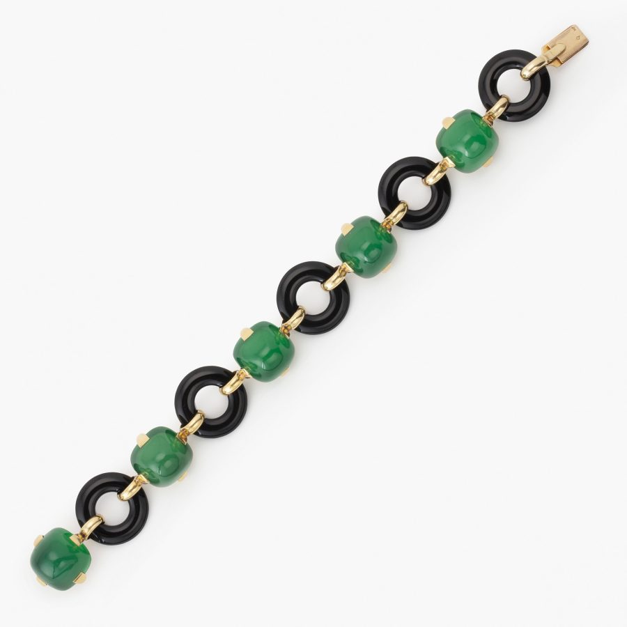 Marzo Parijs Art Deco armband onyx groen agaat ca 1925