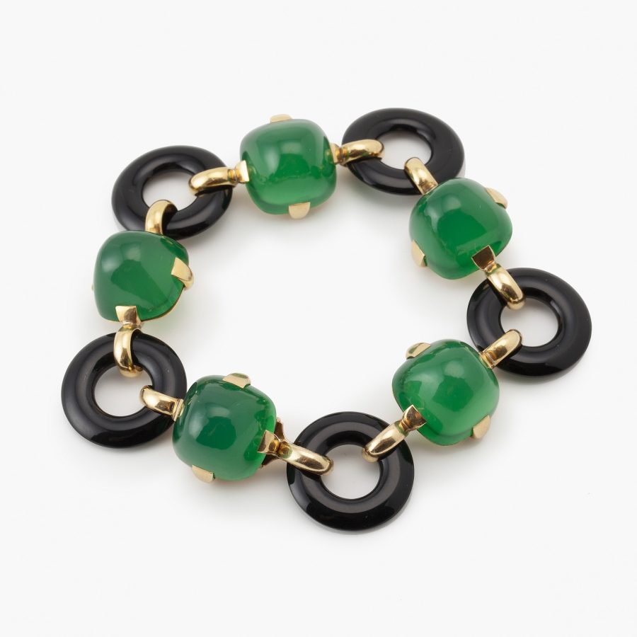 Marzo Parijs Art Deco armband onyx groen agaat ca 1925