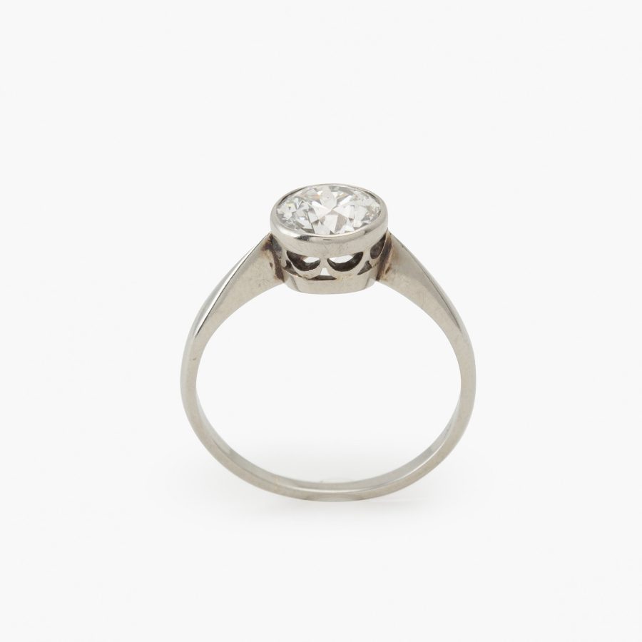 Art Deco solitair ring antiek briljant geslepen diamant ca 1.25 ct