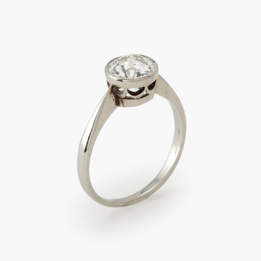 Art Deco solitair ring antiek briljant geslepen diamant ca 1.25 ct
