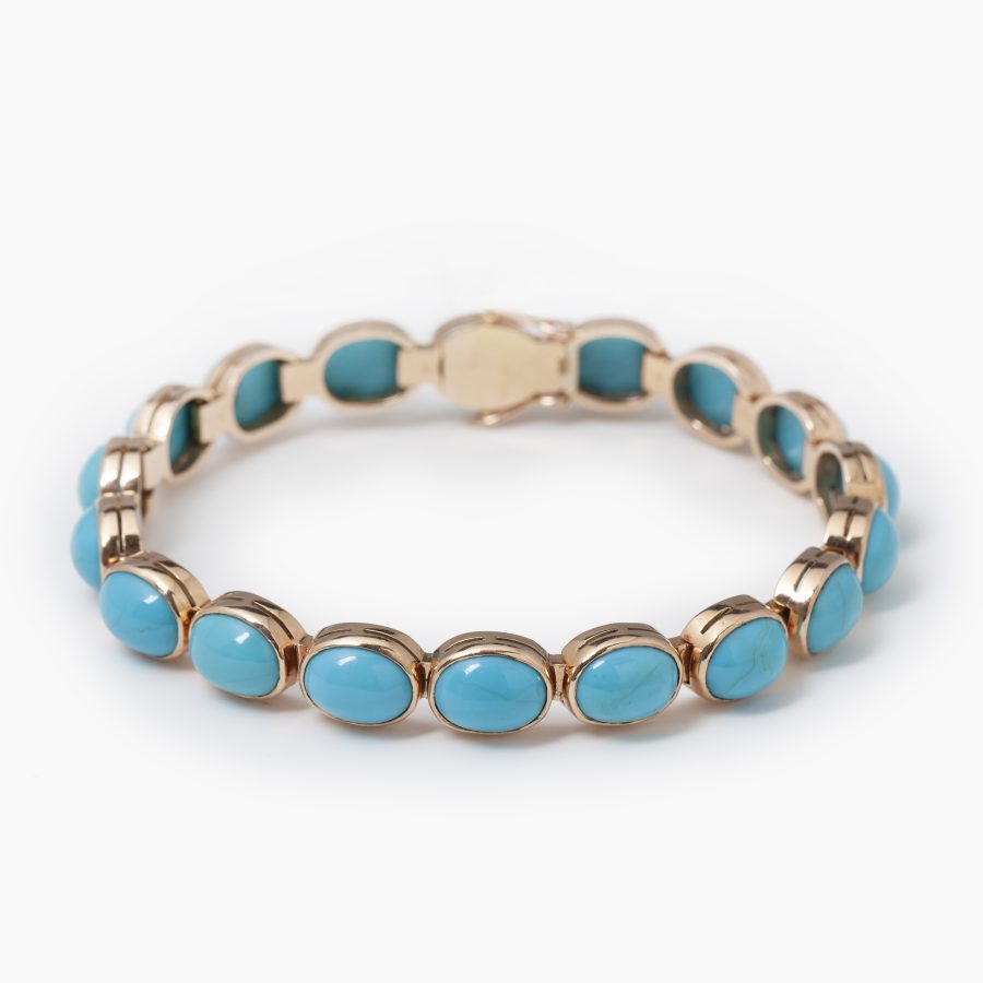 Rosé gouden armband turkoois modern