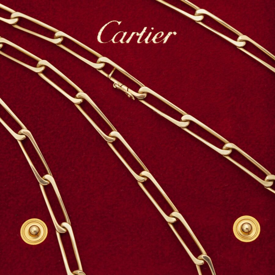 Twee achttien karaat geelgouden sautoirs langerekte gourmet Cartier Parijs