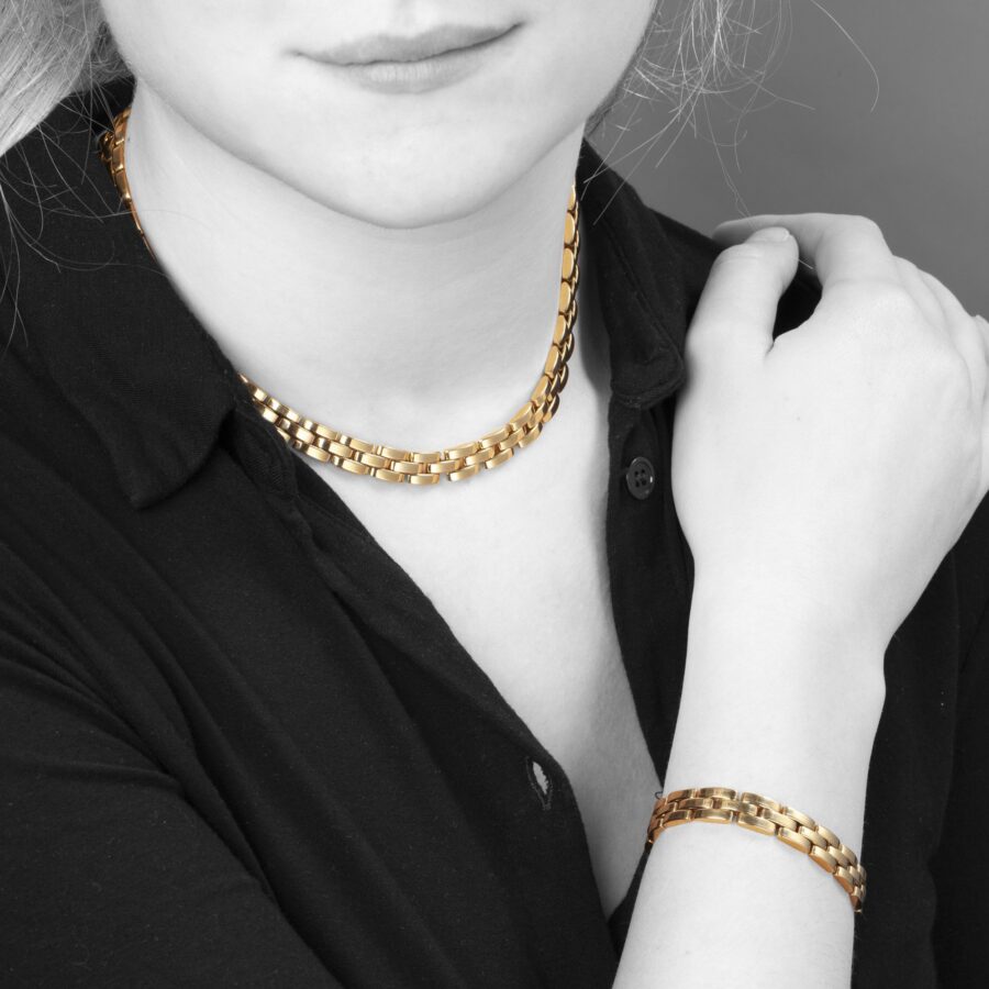Geelgouden armband en collier Panthère Maillon, gesigneerd Cartier, Parijs
